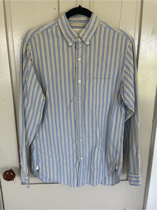 J. Crew Tops - J. Crew Blue & Yellow Stripe Button-Down “The Perfect Shirt” 100% Cotton Vintage